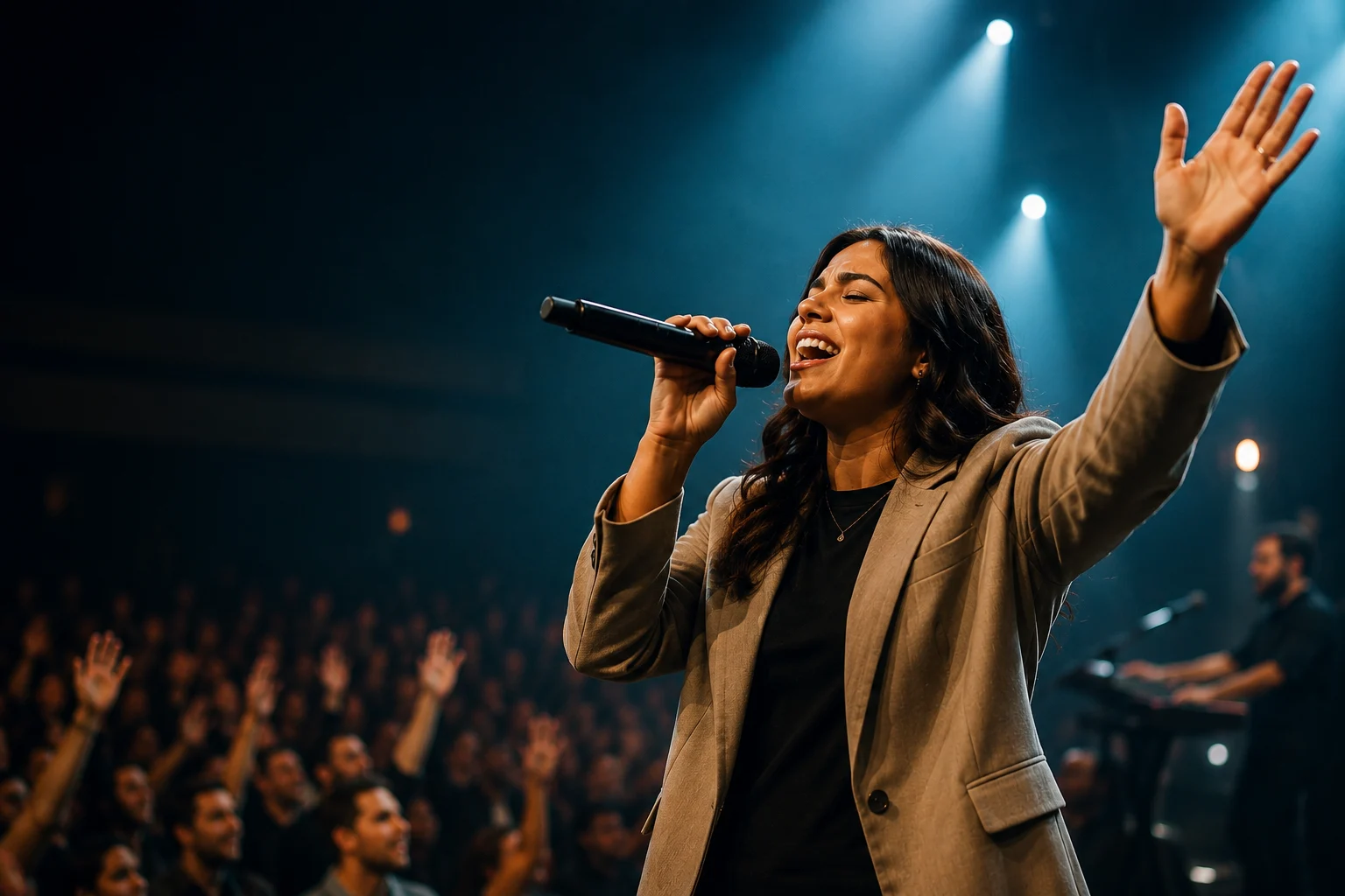 Artista gospel ministrando
